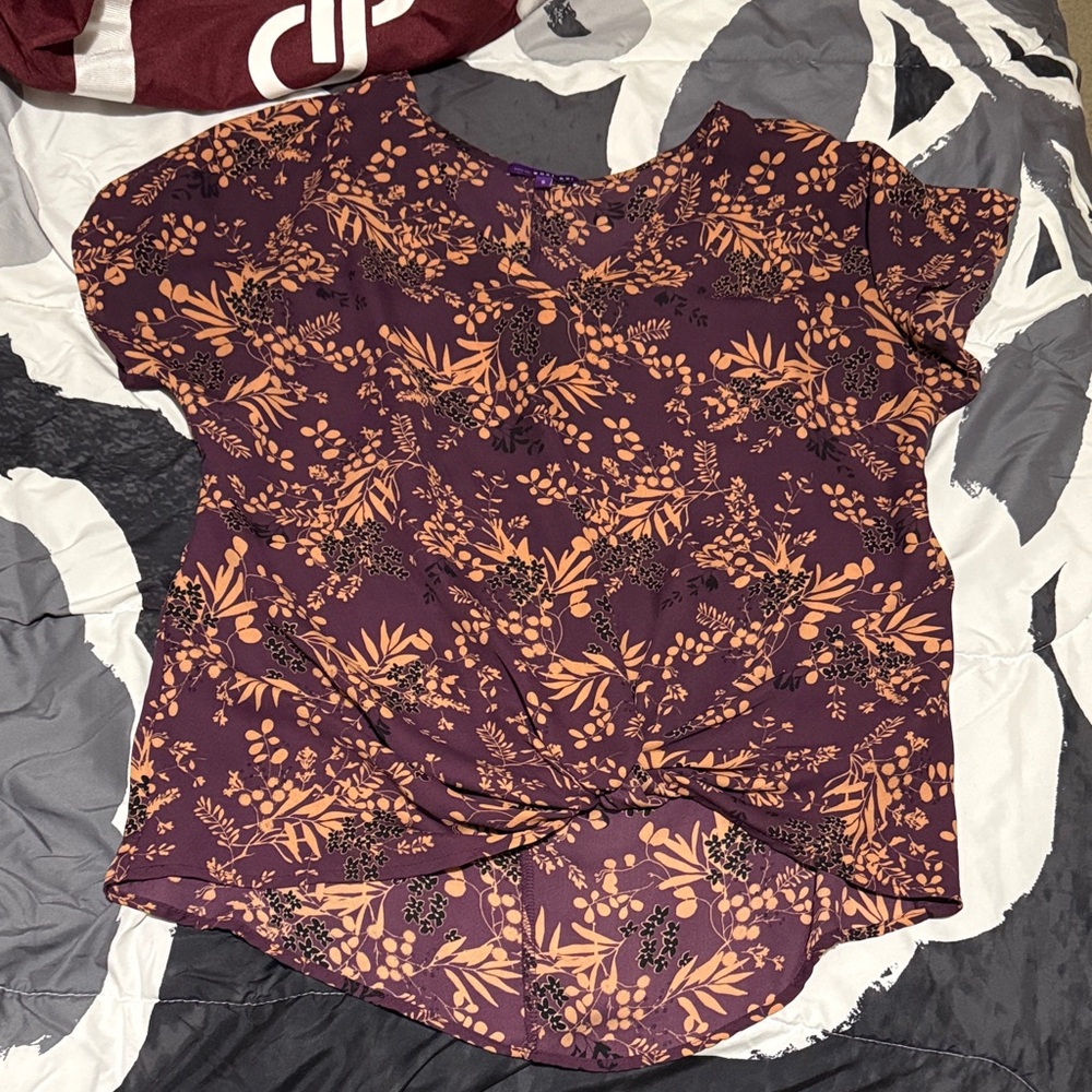 West Kei Purple and Orange Floral Blouse